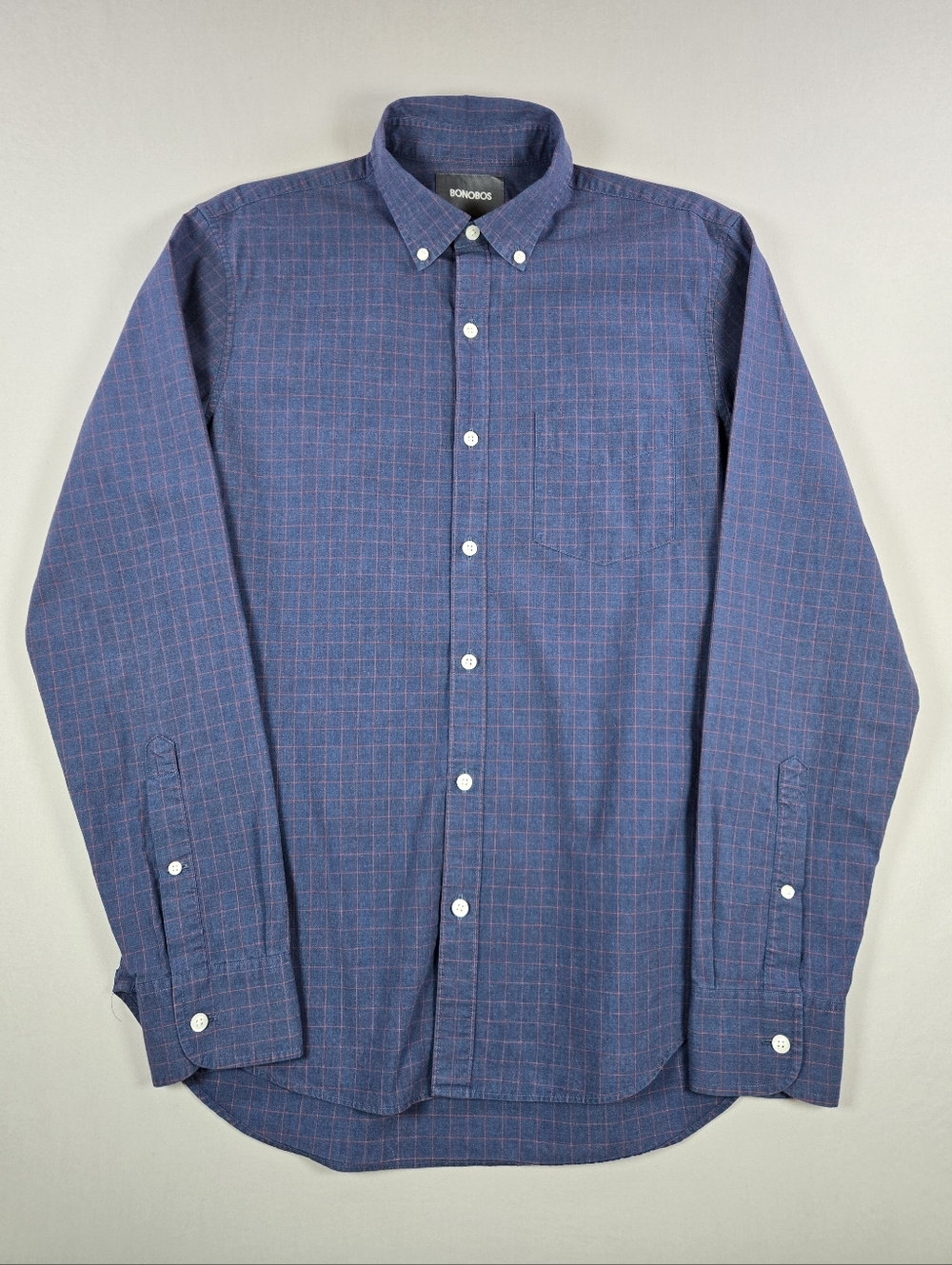 Bonobos Tailored Slim Fit Plaid Button Down Preppy Business Casual Shirt Medium